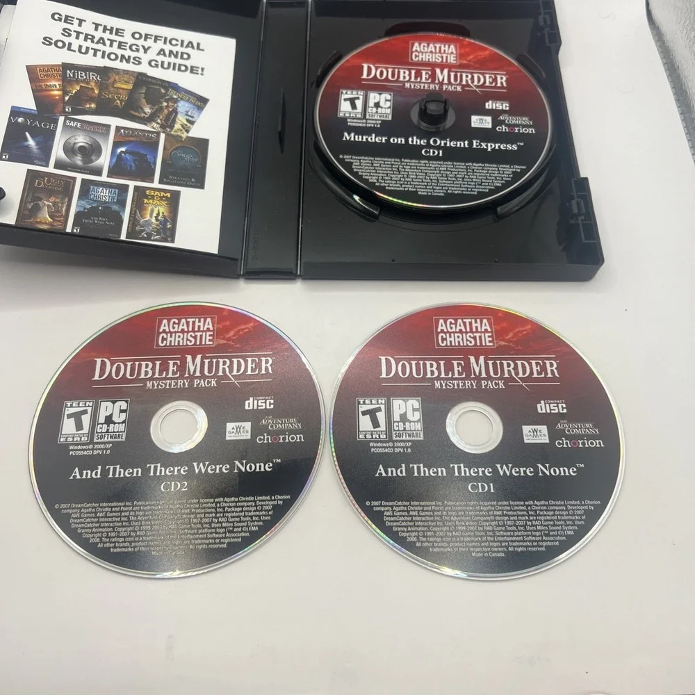 Video Game PC Agatha Christie Double Murder Mystery Pack PC Game 4 CD Set